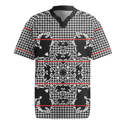 Charcoal Black Hearts Crown Traditional Geometry Rugby Jersey Seanamarena Basotho Blanket Inspired