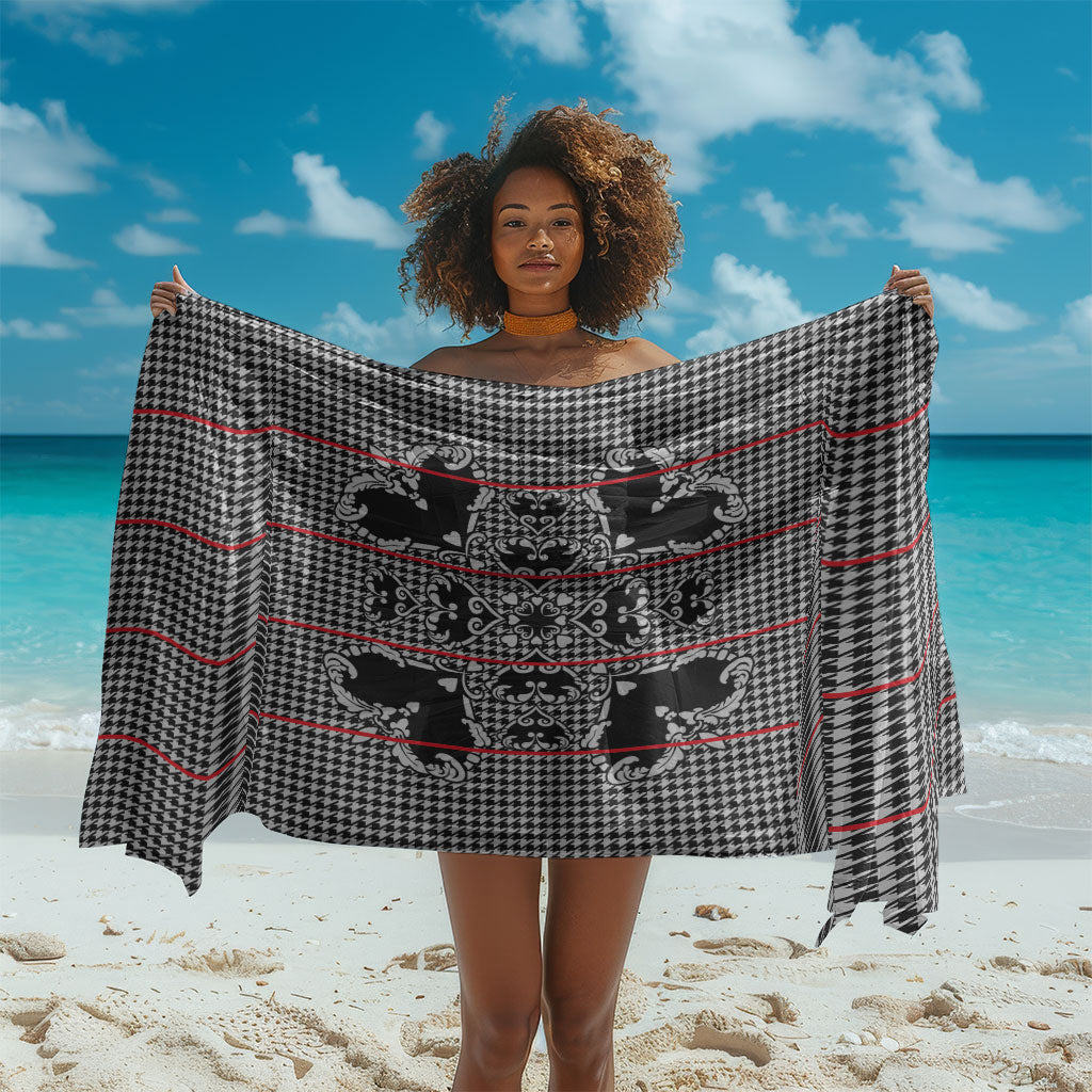 Charcoal Black Hearts Crown Traditional Geometry Sarong Seanamarena Basotho Blanket Inspired