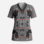 Charcoal Black Hearts Crown Traditional Geometry Scrub Top Seanamarena Basotho Blanket Inspired