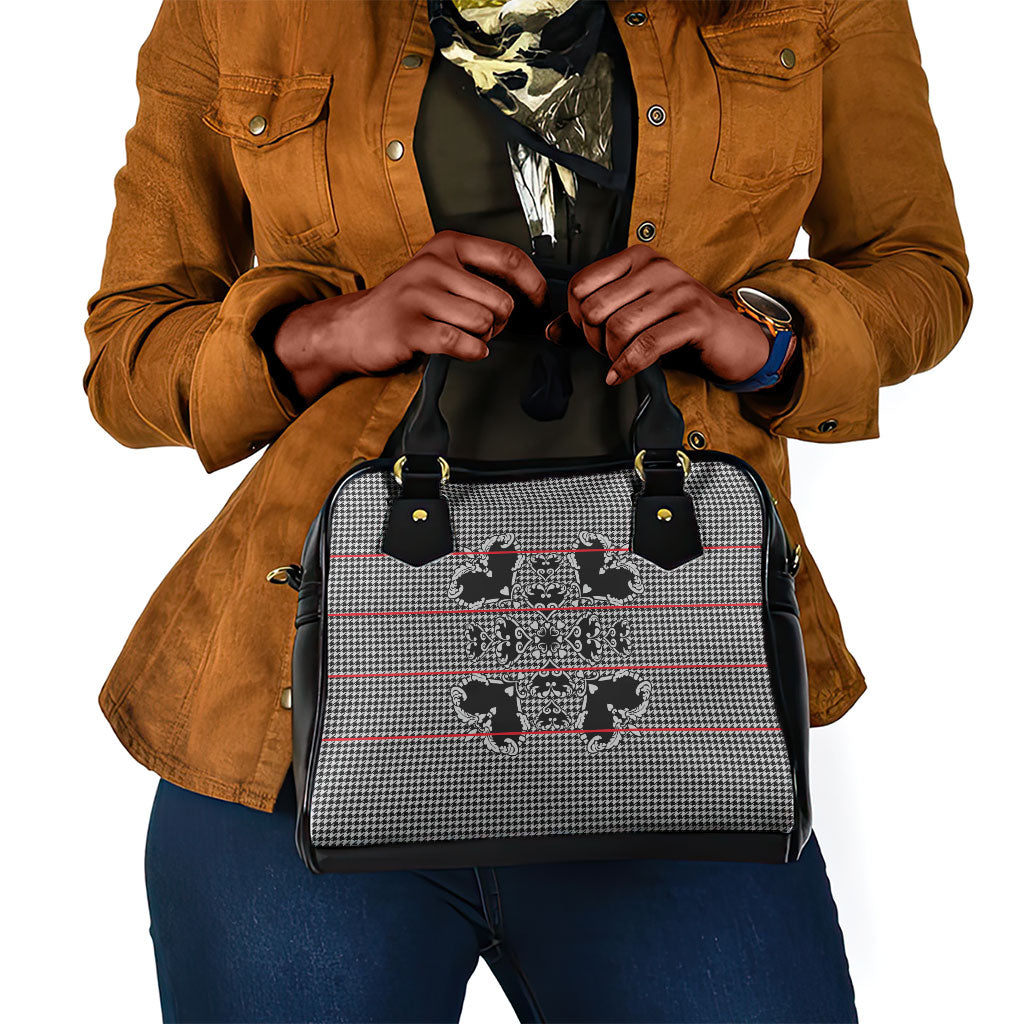 Charcoal Black Hearts Crown Traditional Geometry Shoulder Handbag Seanamarena Basotho Blanket Inspired