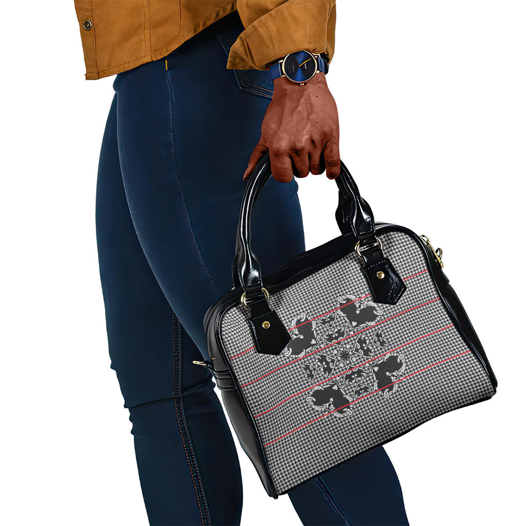 Charcoal Black Hearts Crown Traditional Geometry Shoulder Handbag Seanamarena Basotho Blanket Inspired