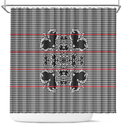 Charcoal Black Hearts Crown Traditional Geometry Shower Curtain Seanamarena Basotho Blanket Inspired