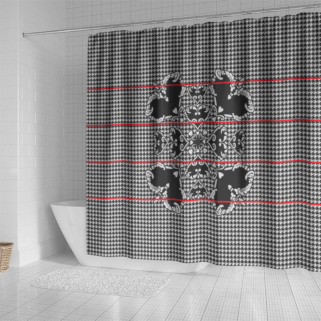 Charcoal Black Hearts Crown Traditional Geometry Shower Curtain Seanamarena Basotho Blanket Inspired