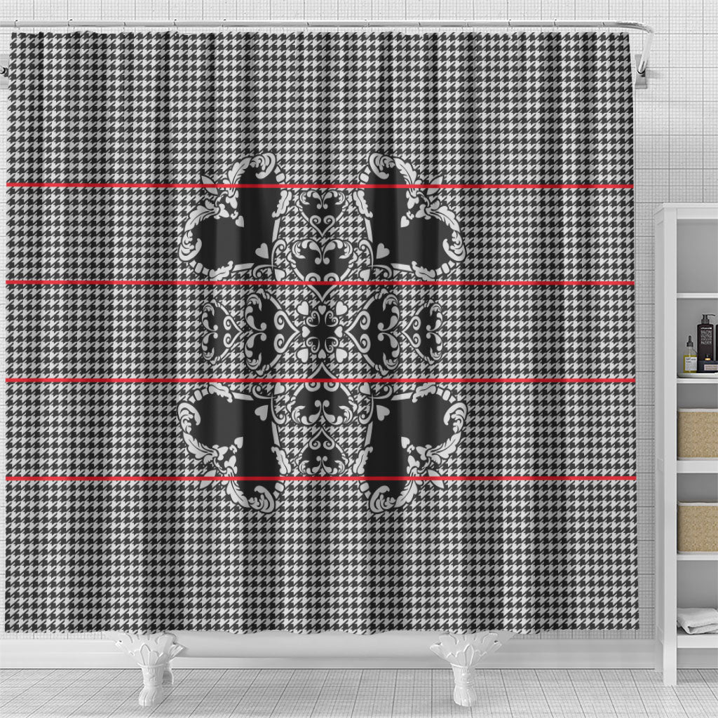 Charcoal Black Hearts Crown Traditional Geometry Shower Curtain Seanamarena Basotho Blanket Inspired