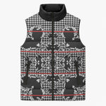 Charcoal Black Hearts Crown Traditional Geometry Sleeveless Puffer Jacket Seanamarena Basotho Blanket Inspired