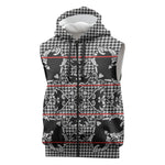 Charcoal Black Hearts Crown Traditional Geometry Sleeveless Zip Hoodie Seanamarena Basotho Blanket Inspired