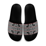 Charcoal Black Hearts Crown Traditional Geometry Slide Sandals Seanamarena Basotho Blanket Inspired