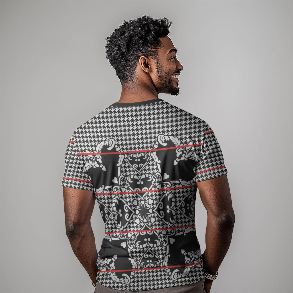 Charcoal Black Hearts Crown Traditional Geometry T shirt Seanamarena Basotho Blanket Inspired