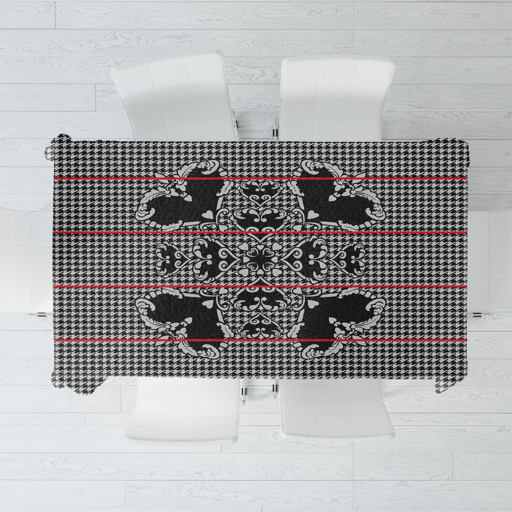Charcoal Black Hearts Crown Traditional Geometry Tablecloth Seanamarena Basotho Blanket Inspired