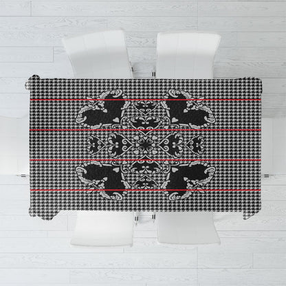 Charcoal Black Hearts Crown Traditional Geometry Tablecloth Seanamarena Basotho Blanket Inspired