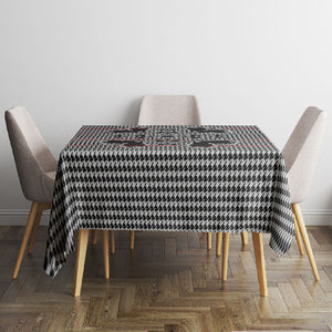Charcoal Black Hearts Crown Traditional Geometry Tablecloth Seanamarena Basotho Blanket Inspired