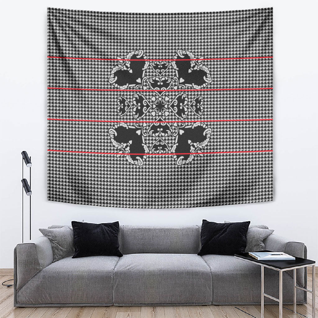 Charcoal Black Hearts Crown Traditional Geometry Tapestry Seanamarena Basotho Blanket Inspired