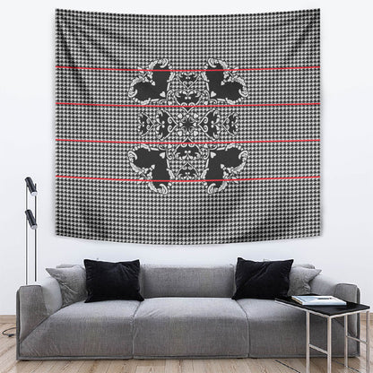 Charcoal Black Hearts Crown Traditional Geometry Tapestry Seanamarena Basotho Blanket Inspired