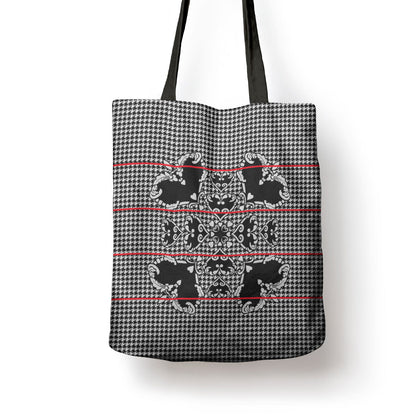 Charcoal Black Hearts Crown Traditional Geometry Tote Bag Seanamarena Basotho Blanket Inspired