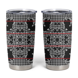 Charcoal Black Hearts Crown Traditional Geometry Tumbler Cup Seanamarena Basotho Blanket Inspired