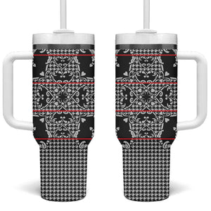 Charcoal Black Hearts Crown Traditional Geometry Tumbler With Handle Seanamarena Basotho Blanket Inspired