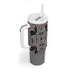 Charcoal Black Hearts Crown Traditional Geometry Tumbler With Handle Seanamarena Basotho Blanket Inspired
