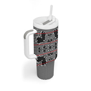 Charcoal Black Hearts Crown Traditional Geometry Tumbler With Handle Seanamarena Basotho Blanket Inspired