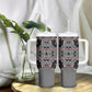 Charcoal Black Hearts Crown Traditional Geometry Tumbler With Handle Seanamarena Basotho Blanket Inspired