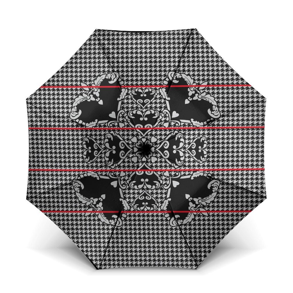 Charcoal Black Hearts Crown Traditional Geometry Umbrella Seanamarena Basotho Blanket Inspired