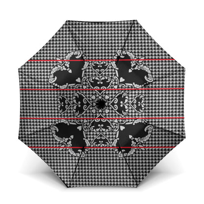 Charcoal Black Hearts Crown Traditional Geometry Umbrella Seanamarena Basotho Blanket Inspired