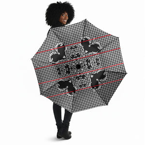 Charcoal Black Hearts Crown Traditional Geometry Umbrella Seanamarena Basotho Blanket Inspired