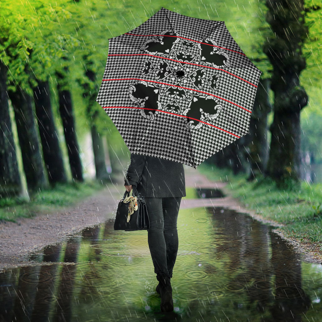 Charcoal Black Hearts Crown Traditional Geometry Umbrella Seanamarena Basotho Blanket Inspired