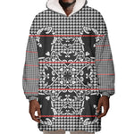 Charcoal Black Hearts Crown Traditional Geometry Wearable Blanket Hoodie Seanamarena Basotho Blanket Inspired