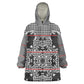 Charcoal Black Hearts Crown Traditional Geometry Wearable Blanket Hoodie Seanamarena Basotho Blanket Inspired