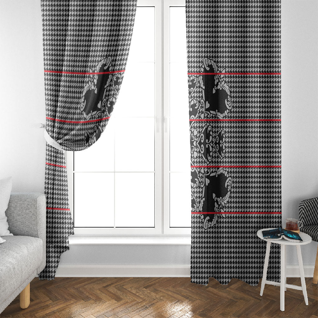 Charcoal Black Hearts Crown Traditional Geometry Window Curtain Seanamarena Basotho Blanket Inspired