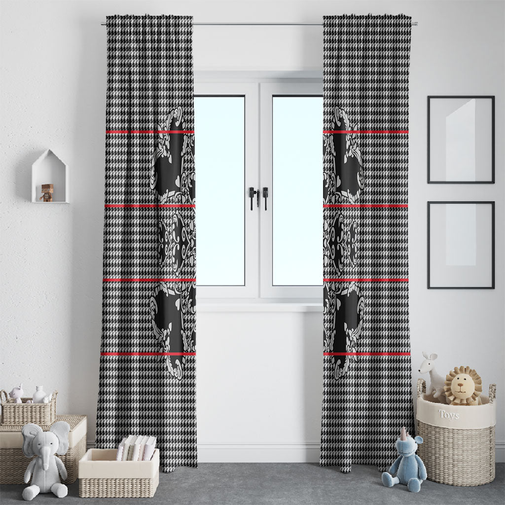 Charcoal Black Hearts Crown Traditional Geometry Window Curtain Seanamarena Basotho Blanket Inspired