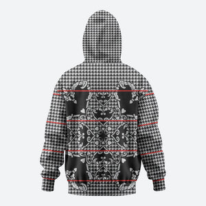 Charcoal Black Hearts Crown Traditional Geometry Zip Hoodie Seanamarena Basotho Blanket Inspired