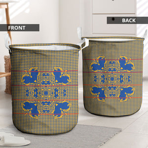 Cobalt Blue Hearts Crown Traditional Geometry Laundry Basket Seanamarena Basotho Blanket Inspired