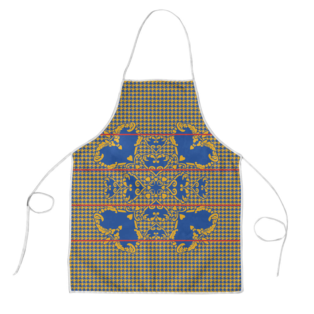 Cobalt Blue Hearts Crown Traditional Geometry Apron Seanamarena Basotho Blanket Inspired