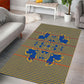 Cobalt Blue Hearts Crown Traditional Geometry Area Rug Seanamarena Basotho Blanket Inspired