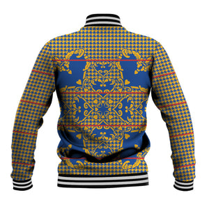Cobalt Blue Hearts Crown Traditional Geometry Baseball Jacket Seanamarena Basotho Blanket Inspired