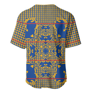 Cobalt Blue Hearts Crown Traditional Geometry Baseball Jersey Seanamarena Basotho Blanket Inspired
