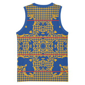 Cobalt Blue Hearts Crown Traditional Geometry Basketball Jersey Seanamarena Basotho Blanket Inspired