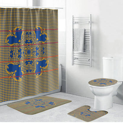 Cobalt Blue Hearts Crown Traditional Geometry Bathroom Set Seanamarena Basotho Blanket Inspired