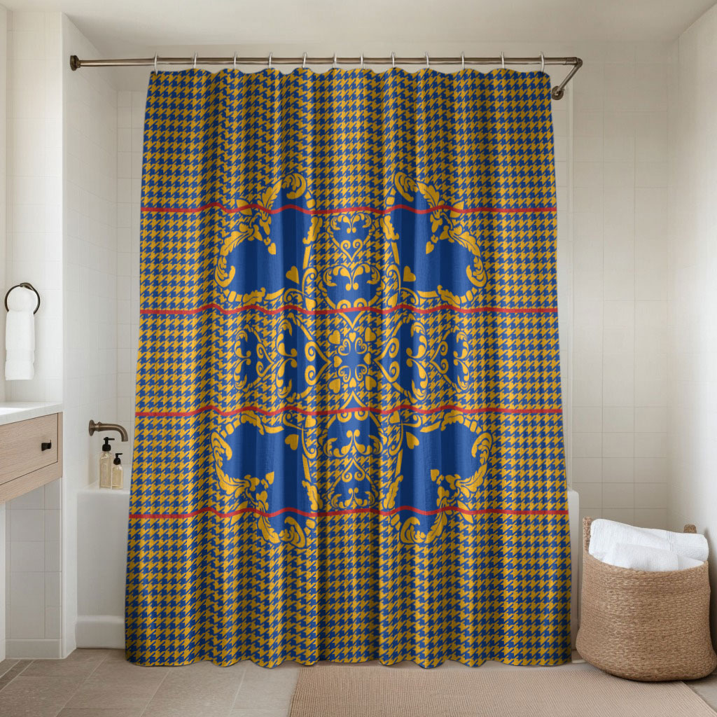 Cobalt Blue Hearts Crown Traditional Geometry Bathroom Set Seanamarena Basotho Blanket Inspired
