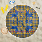 Cobalt Blue Hearts Crown Traditional Geometry Beach Blanket Seanamarena Basotho Blanket Inspired