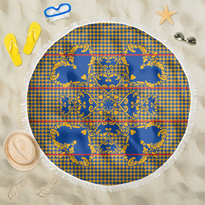 Cobalt Blue Hearts Crown Traditional Geometry Beach Blanket Seanamarena Basotho Blanket Inspired