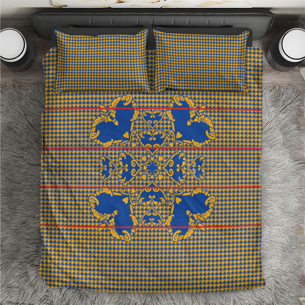 Cobalt Blue Hearts Crown Traditional Geometry Bedding Set Seanamarena Basotho Blanket Inspired