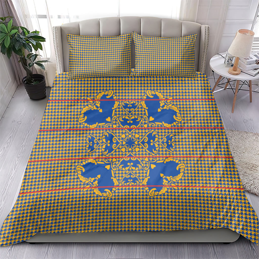 Cobalt Blue Hearts Crown Traditional Geometry Bedding Set Seanamarena Basotho Blanket Inspired