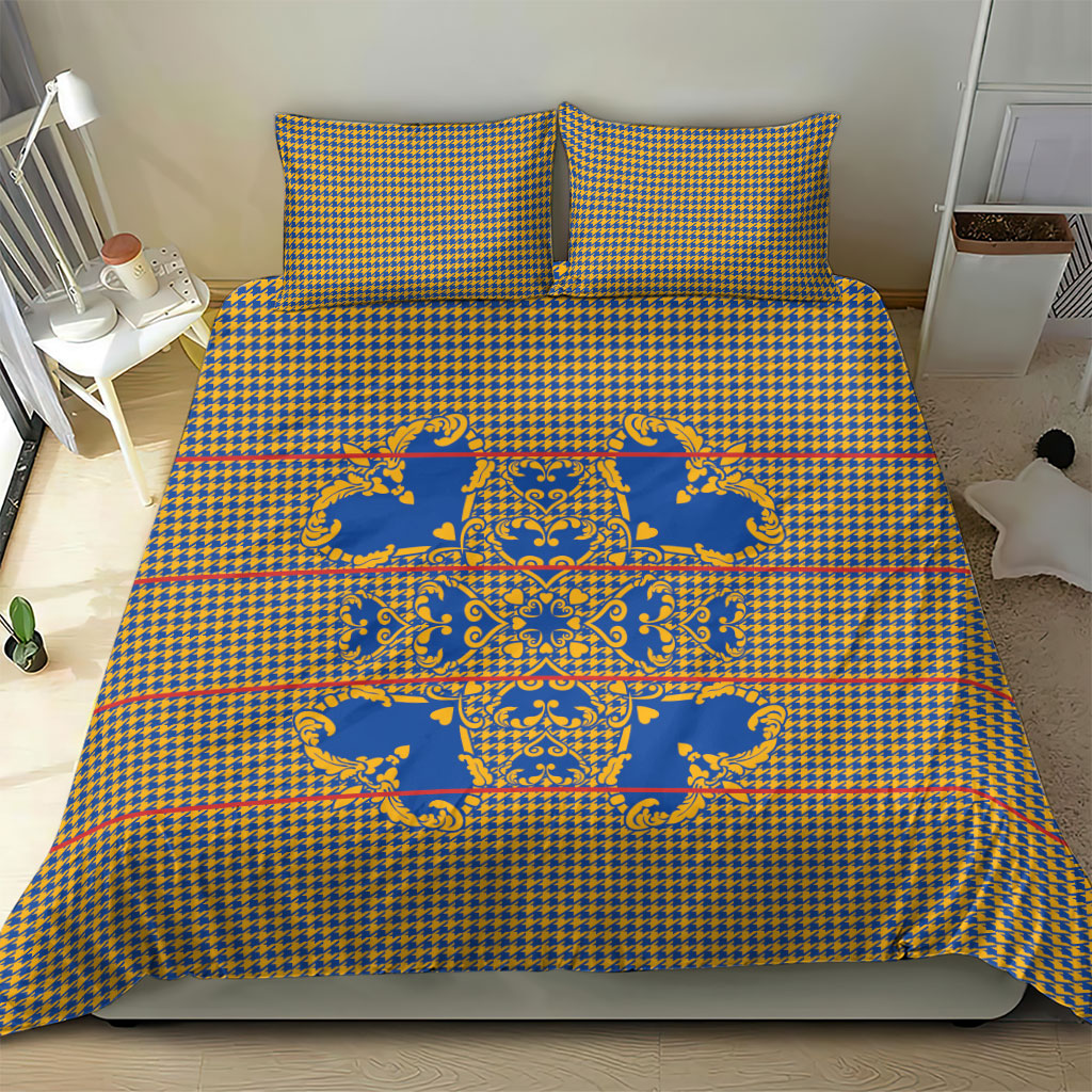Cobalt Blue Hearts Crown Traditional Geometry Bedding Set Seanamarena Basotho Blanket Inspired