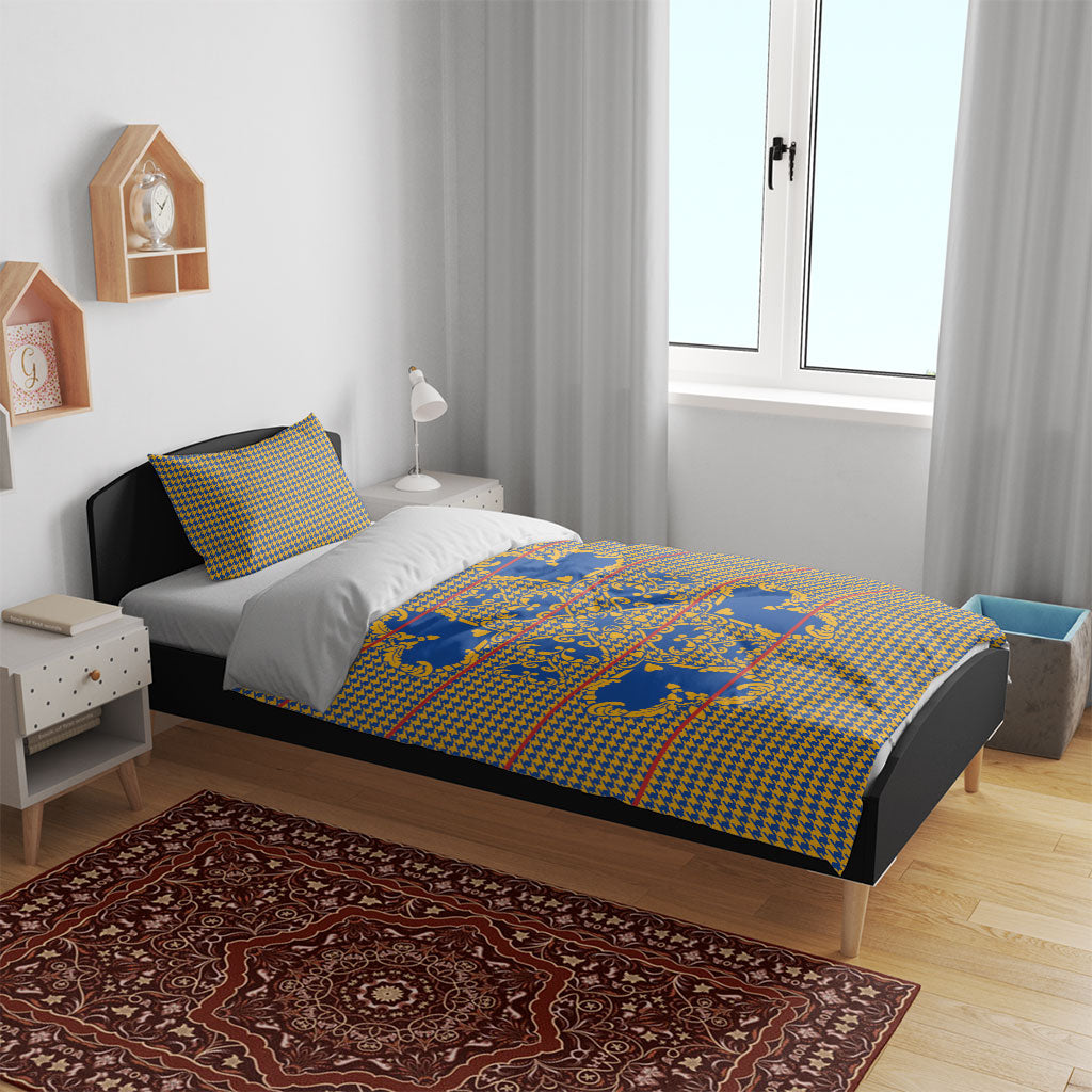 Cobalt Blue Hearts Crown Traditional Geometry Bedding Set Seanamarena Basotho Blanket Inspired