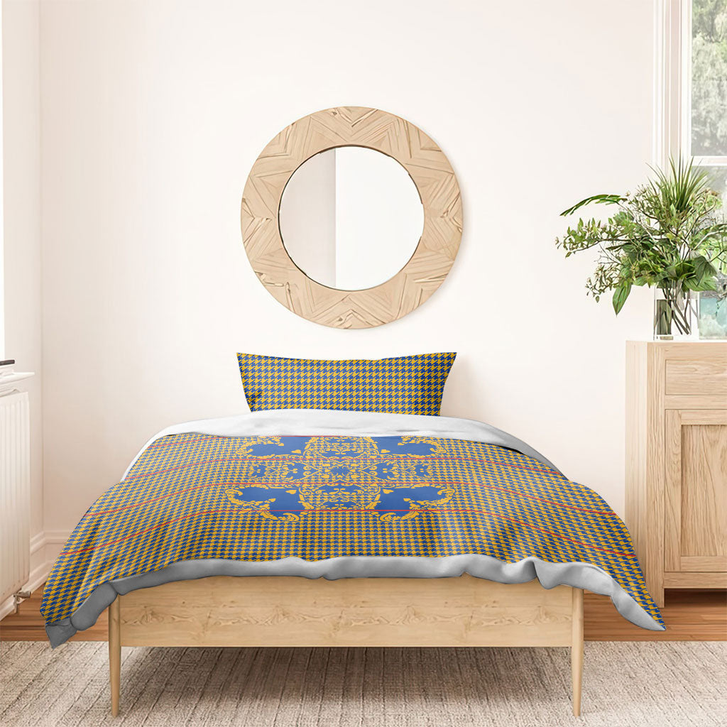 Cobalt Blue Hearts Crown Traditional Geometry Bedding Set Seanamarena Basotho Blanket Inspired