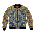 Cobalt Blue Hearts Crown Traditional Geometry Bomber Jacket Seanamarena Basotho Blanket Inspired