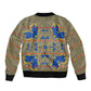 Cobalt Blue Hearts Crown Traditional Geometry Bomber Jacket Seanamarena Basotho Blanket Inspired