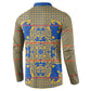 Cobalt Blue Hearts Crown Traditional Geometry Button Sweatshirt Seanamarena Basotho Blanket Inspired